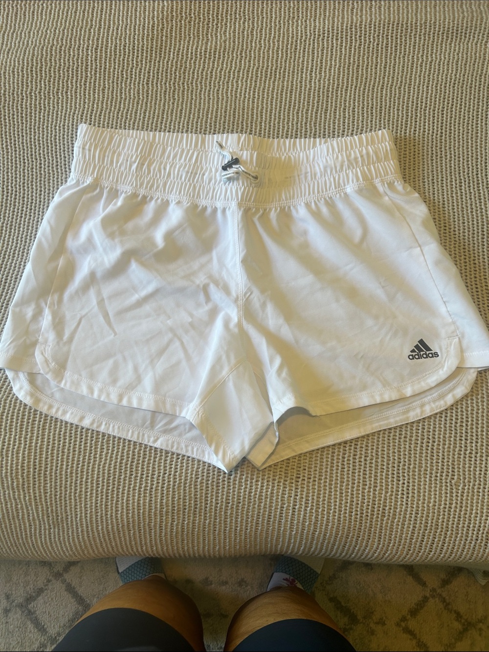 NWOT adidas White Women's Athletic Running Shorts with Elastic Waist - Unlined